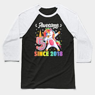 Awesome Dabbing Unicorn Birthday 5 Year Old Girl 5Th Baseball T-Shirt